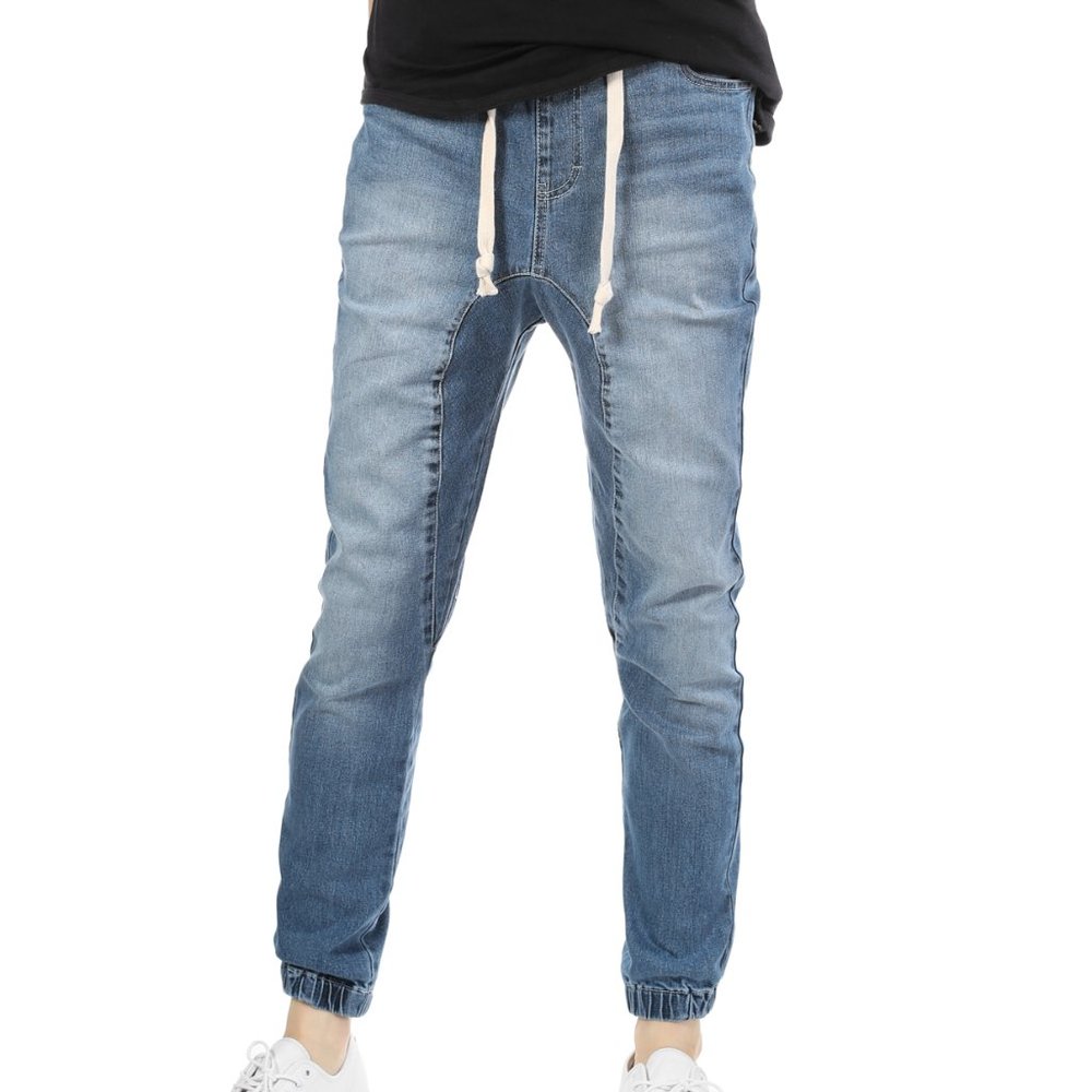 Men's Slim Fit Washed Style Denim Joggers Vintage
